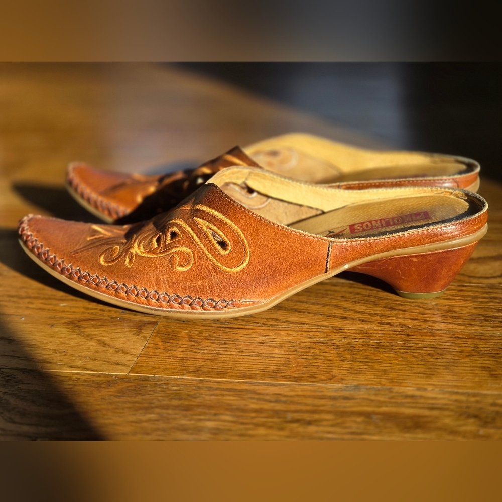 PIKOLINOS Brown Leather Mules - Picture 2 of 4